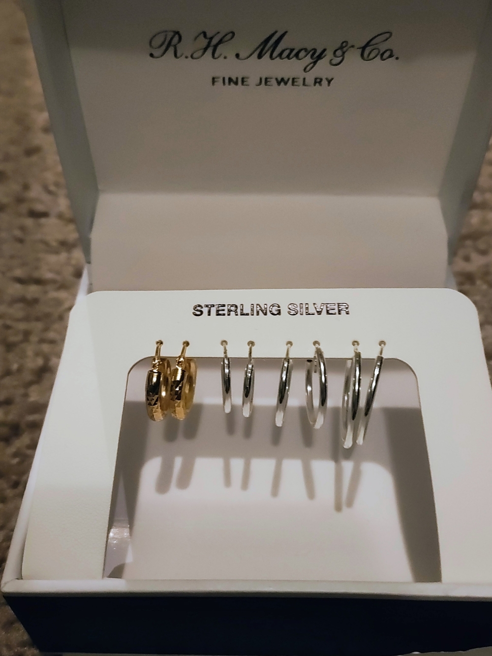 Mixed Metal Sterling Silver and Gold Hoop Earring Set